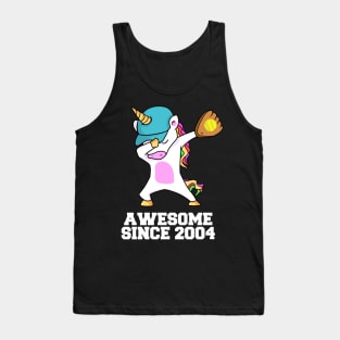 Softball Player 2004 Dabbing Unicorn 19th BDay Tank Top